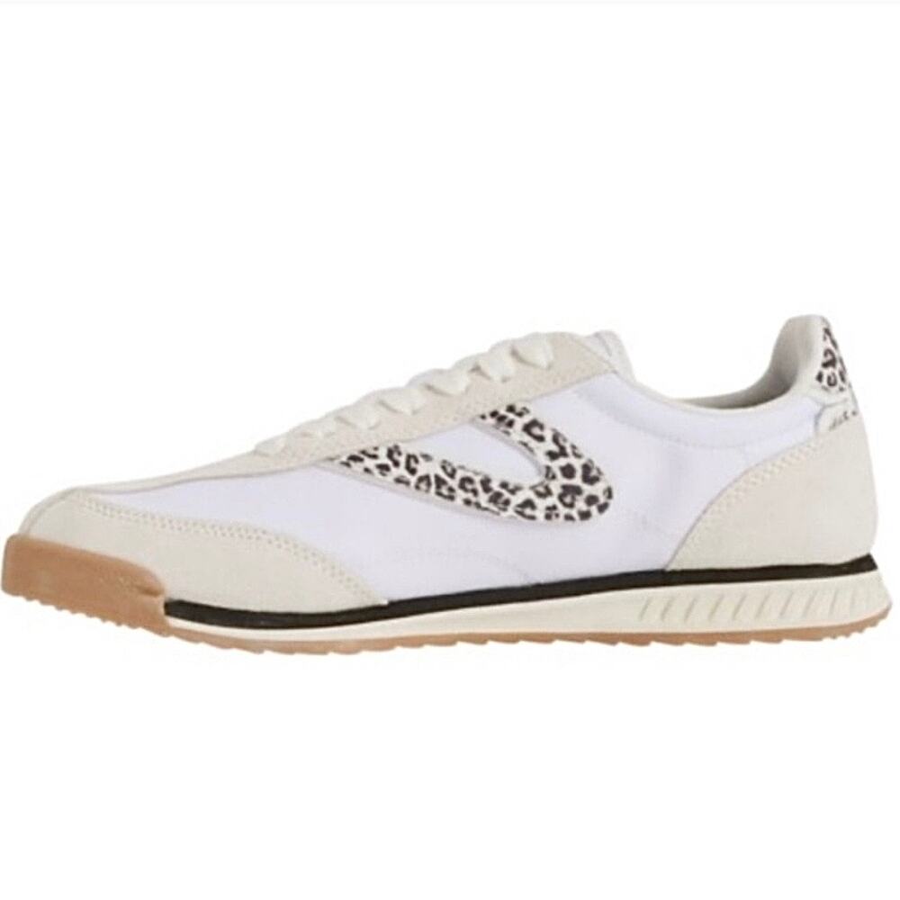 NWT Tretorn Kristine Elite Sneakers 7.5M Suede Nylon Black White Leopard - Picture 3 of 7